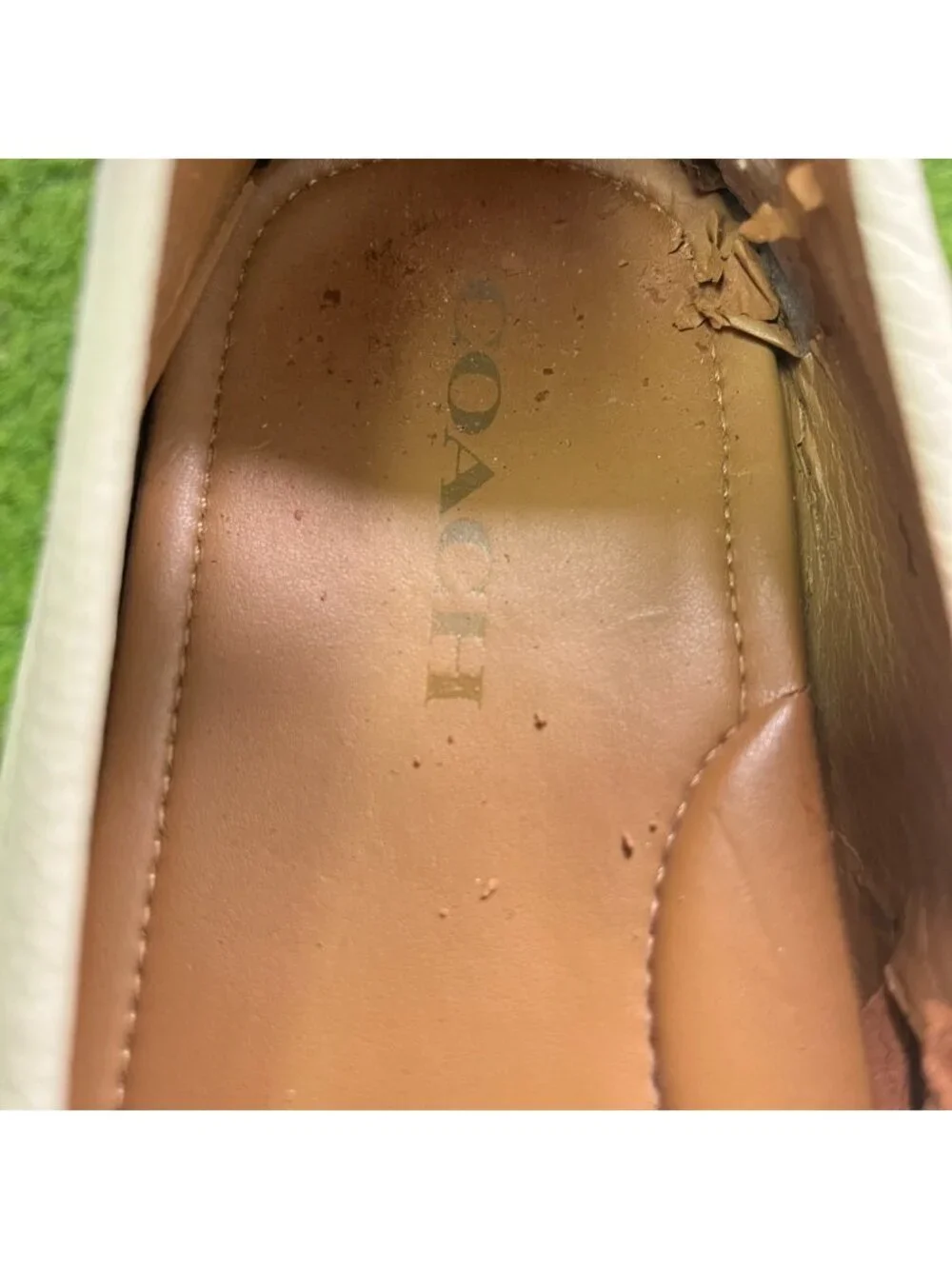 Coach Amber Womens Size 8.5 Cream Leather Casual Slip On Driving Loafers Flats